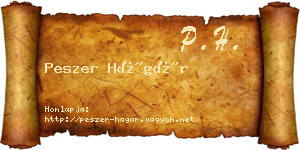 Peszer Hágár névjegykártya